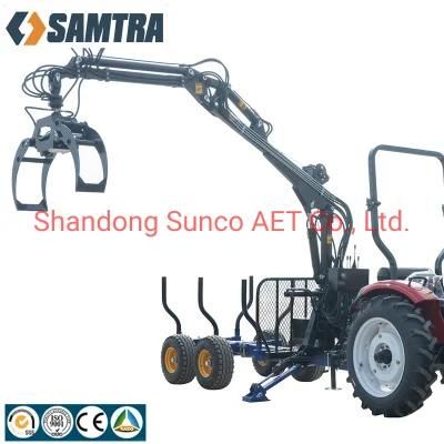 Samtra Log Trailer Hydraulic Timber Crane with Grapple and Rotator