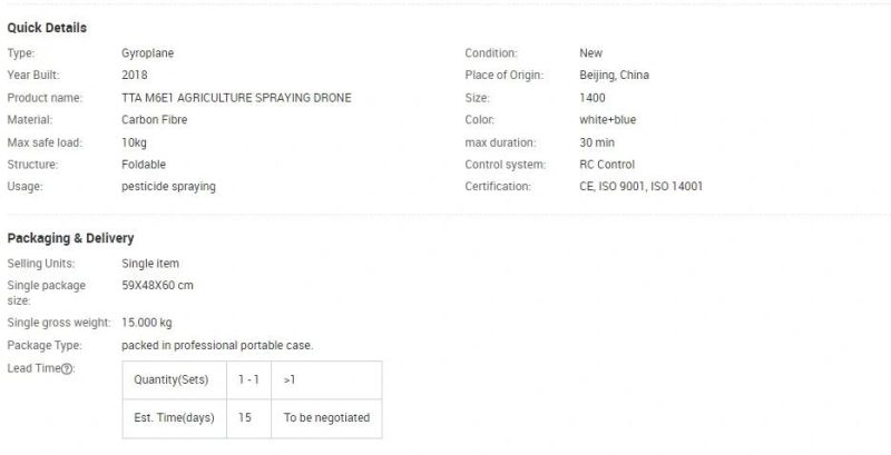 Made in China Crops Spraying Drone Dron Agriculture Irrigation Spray Agricultural Sprayer Uav Drones