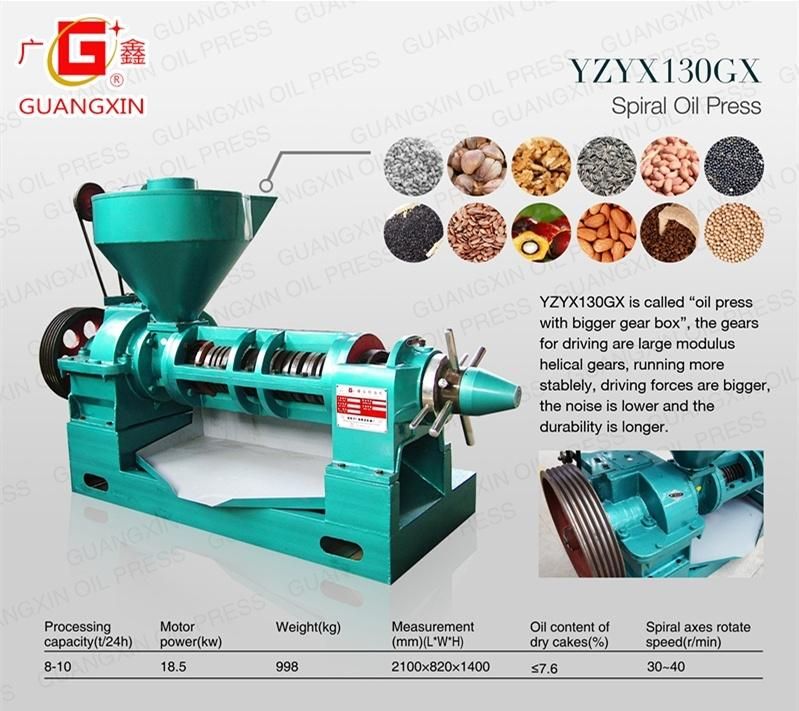 Bigger Gearbox Yzyx130gx Screw Cold Press Oil Making Machine