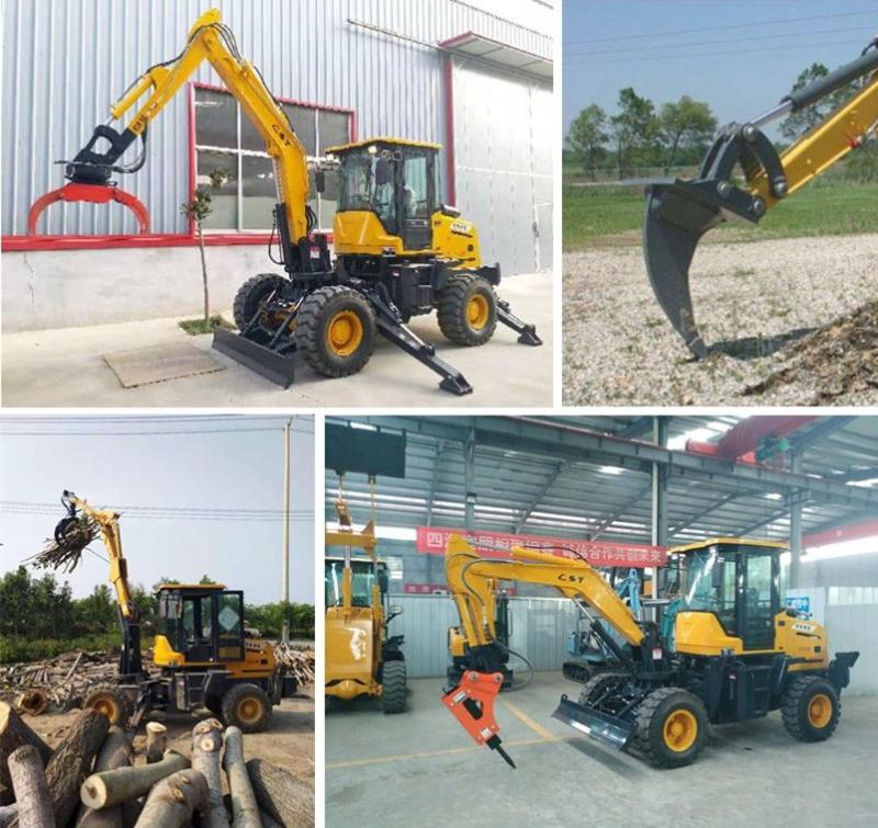 China Factory 3.0 Ton Hydraulic Wheel Excavator with Grapple/Log Grab/Clipping Plier 2020 New