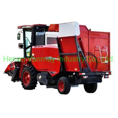 Large Farm Maize Harvesting Threshing Loading Combine Corn Harvester