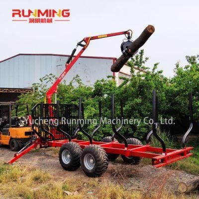 Forestry Machinery Equipment Logging Trailer with Grapple Crane for Sale