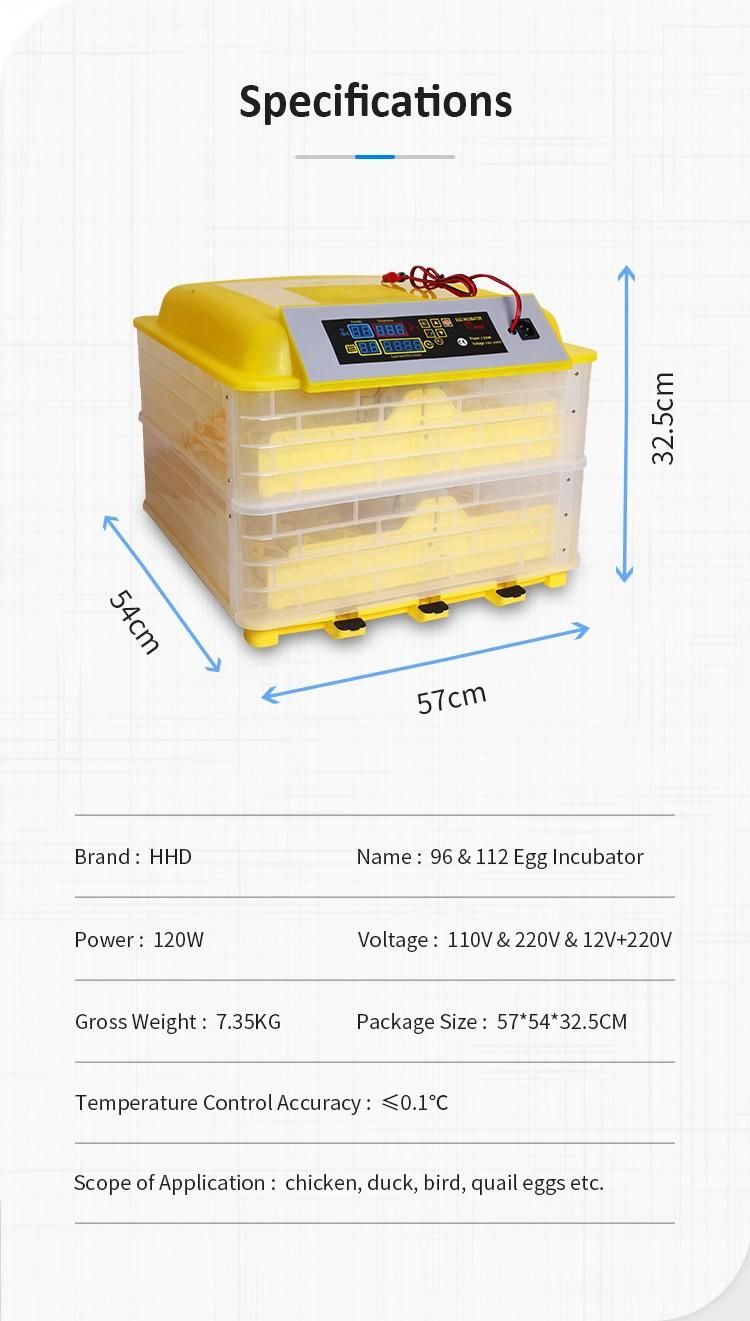 DC12V Full Automatic 100 Egg Incubator Machine for Sale