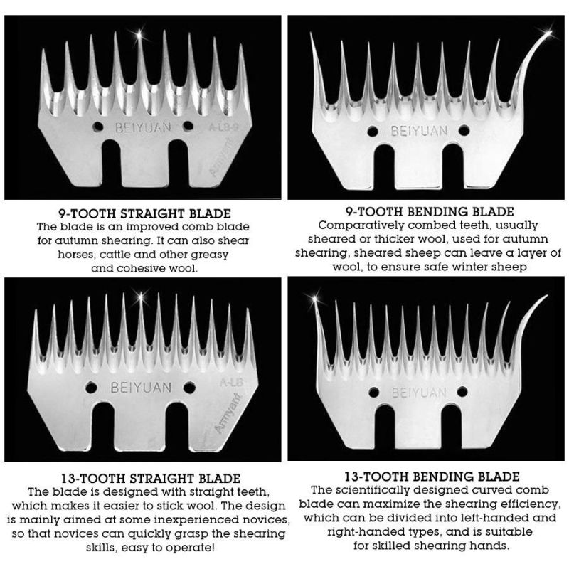 Electric Sheep Wool Clippers Blades Carbon Steel Goat Hair Shearing Machine Blades Beiyuan 9 Teeth Curved Blade