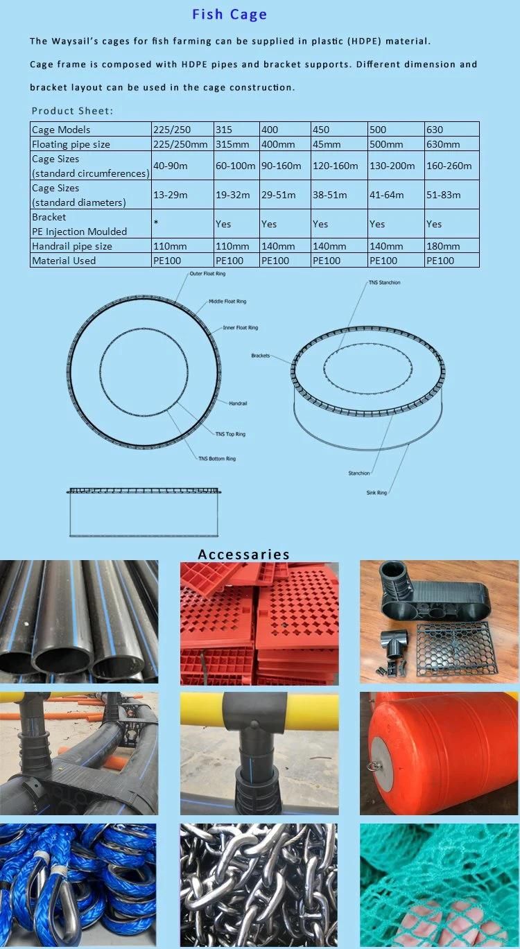 Aquaculture Fish Farming Cages Round Cage Submersible Cage HDPE Floating Fish Cages with Double or Triple Pipes