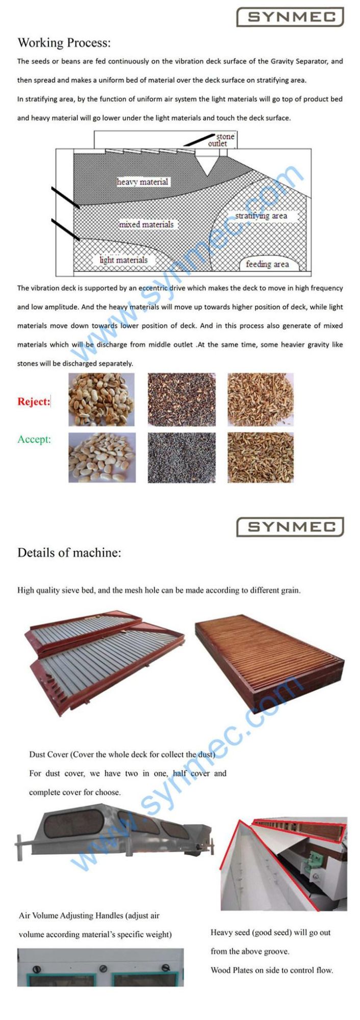 Teff Grass Hemp Seed Gravity Separator Machine