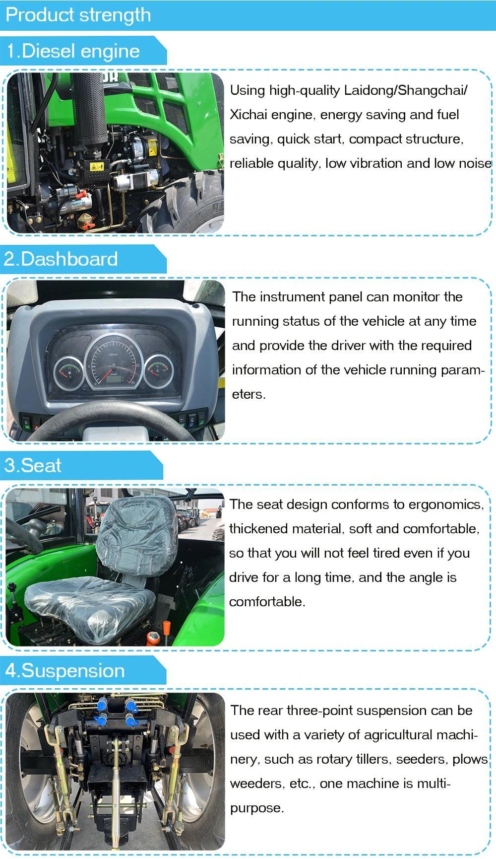 Be in Great Demand Global Version Made in China Small Farm Tractor 4WD 50HP with Fan Cab