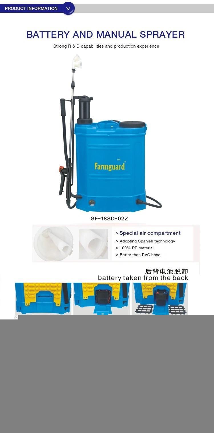 18L PP Backpack Electric and Hnad 2 in 1 Sprayer, Agriculture Automatic Sprayer