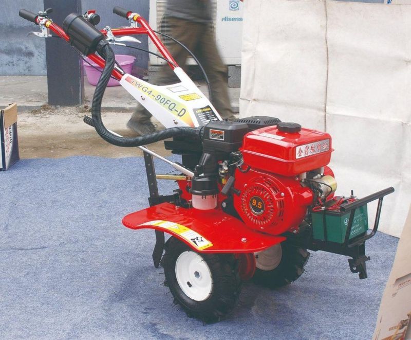 Mini Diesel Tiller with Tractor Trailer 10HP Micro-Cultivator with Electric Start