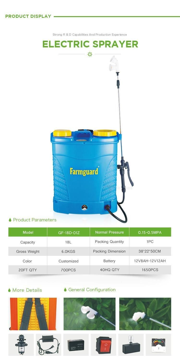 Taizhou Guangfeng 18L Chemical Battery Electric Operated Backpack Sprayer