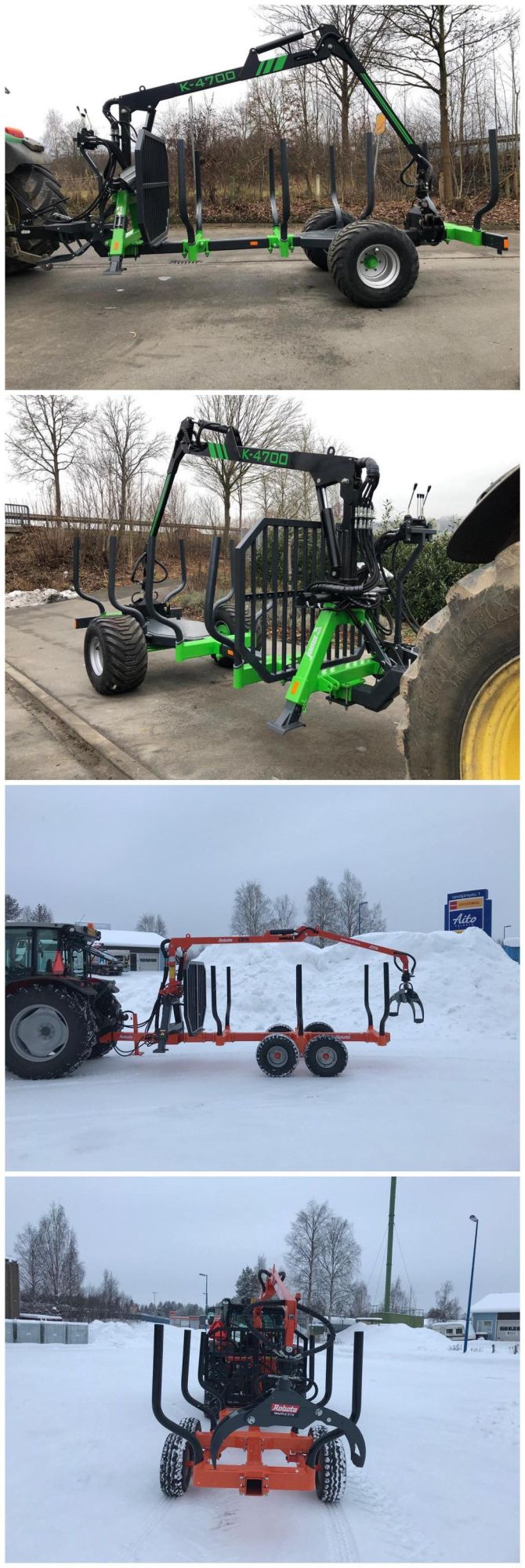 6ton Farm Trailer with Timber Crane for Tractor