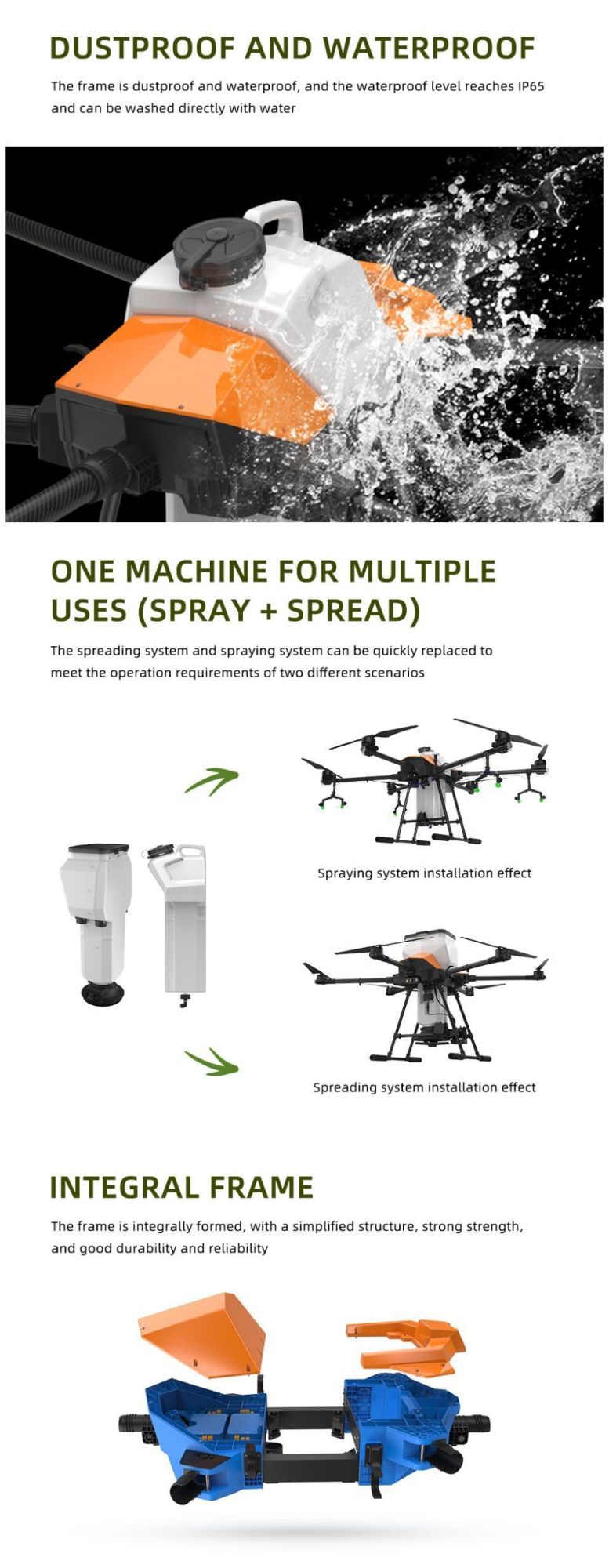 G630 30L Agriculture Drone Sprayer Big Payload Sowing Automatic Drone Frame
