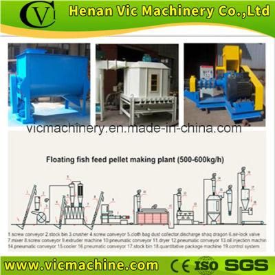 Floating fish feed extruder production line with 500-600kg/h