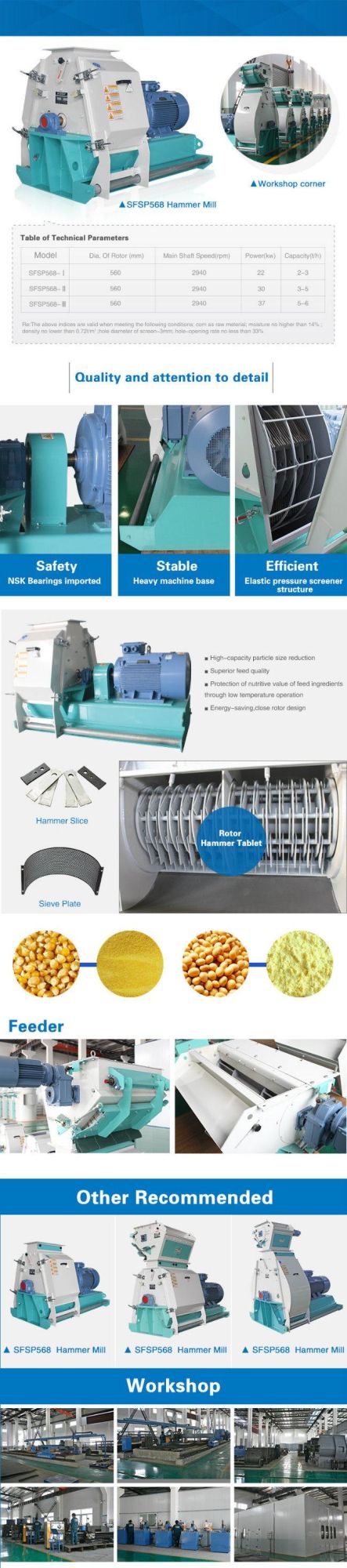 Competitive Price Hammer Mill for Poultry Equipment / Crushing Grinder Equipment