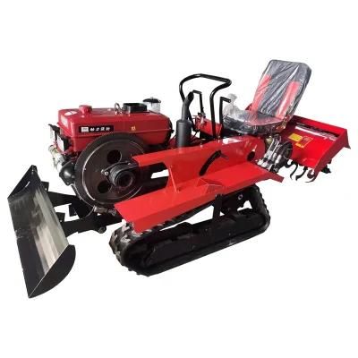 Crawler-Type Micro Tiller Paddy Field Small Four-Wheel Drive Greenhouse Field Woodland Ditching Sowing Agricultural Rotary Tiller