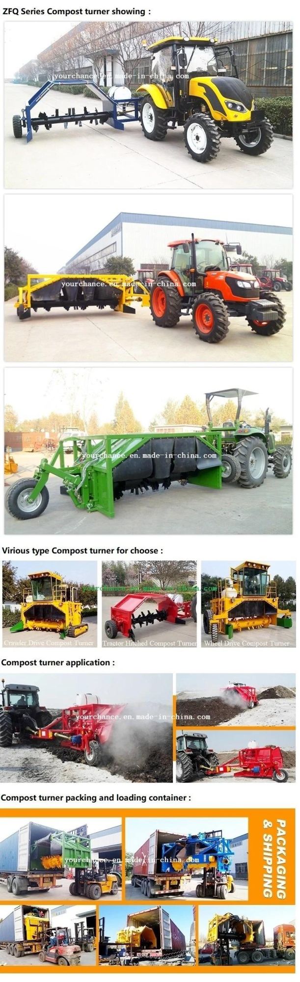 Factory Supply Agricutural Machine Zfq300 100-150HP Tractor Mounted 3m Width Animal Mature Compost Turner Windrow Turner