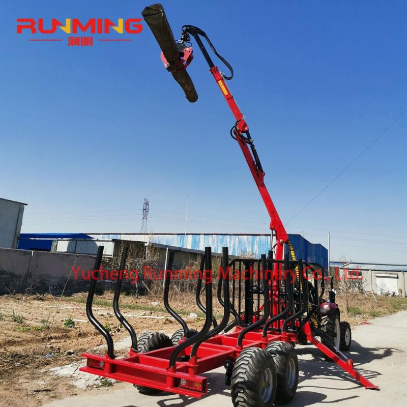 Timber Crane Forest Log Trailer with Crane for Tractor