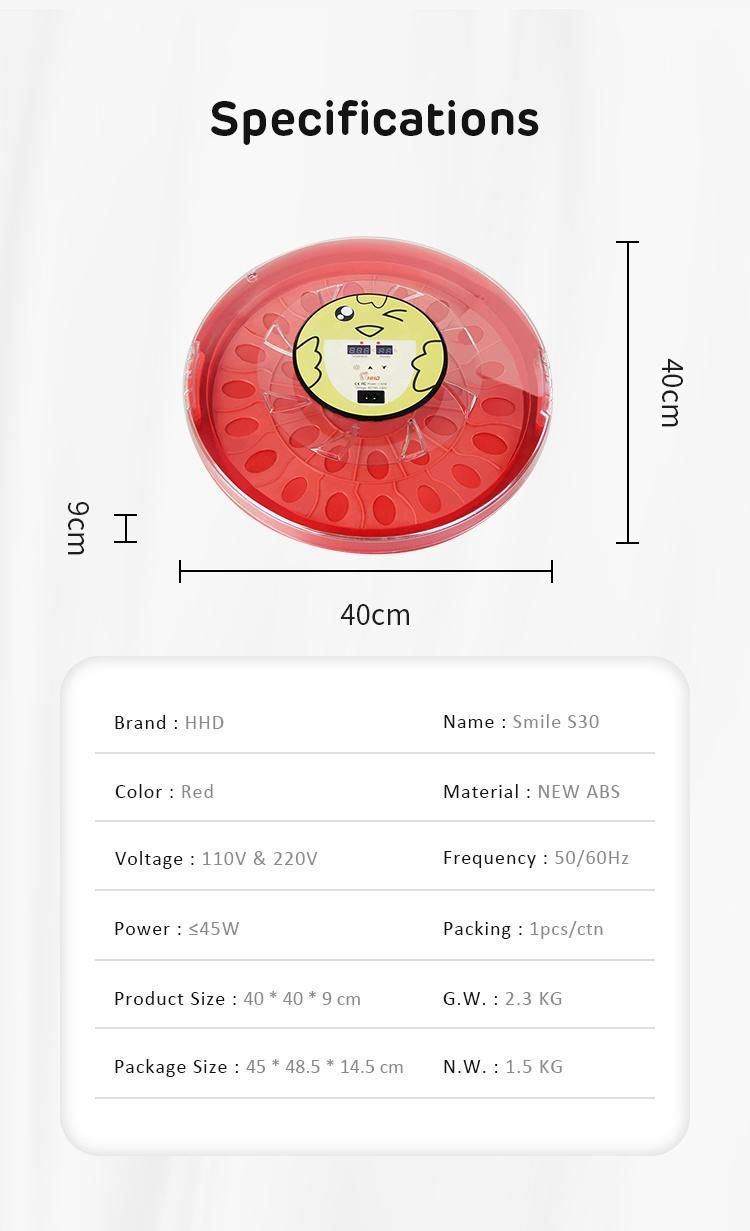 Hhd Smile Series S30 Automatic 30 Eggs Incubator