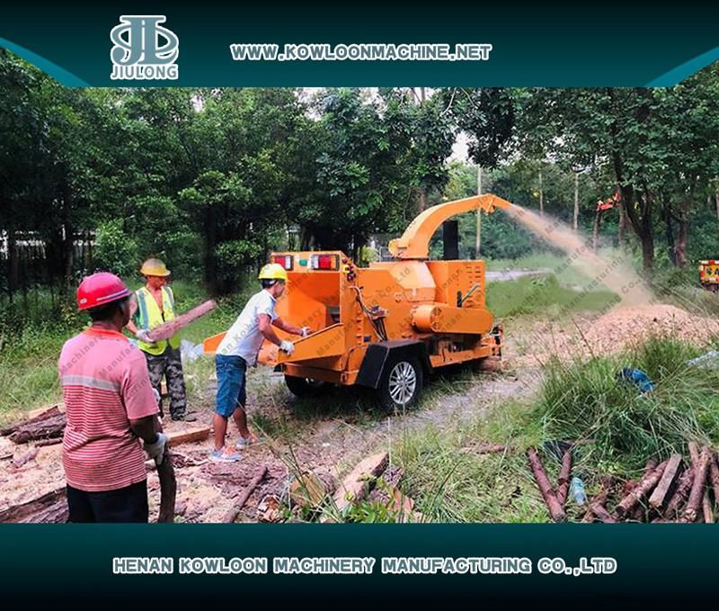 Commercial Mobile Diesel Engine Wood Crusher Wood Log Chipper for Sale