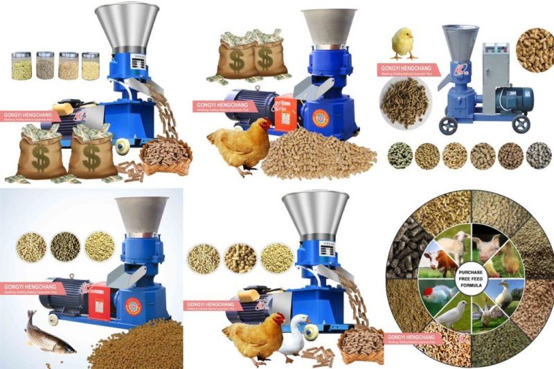 Factory Sale Straw Grass Cow Small Chicken Poultry Cattle Animal Making Granulator Mill Processing Feed Cotton Stalk Wood Sawdust Straw Fuel Pellet Machine