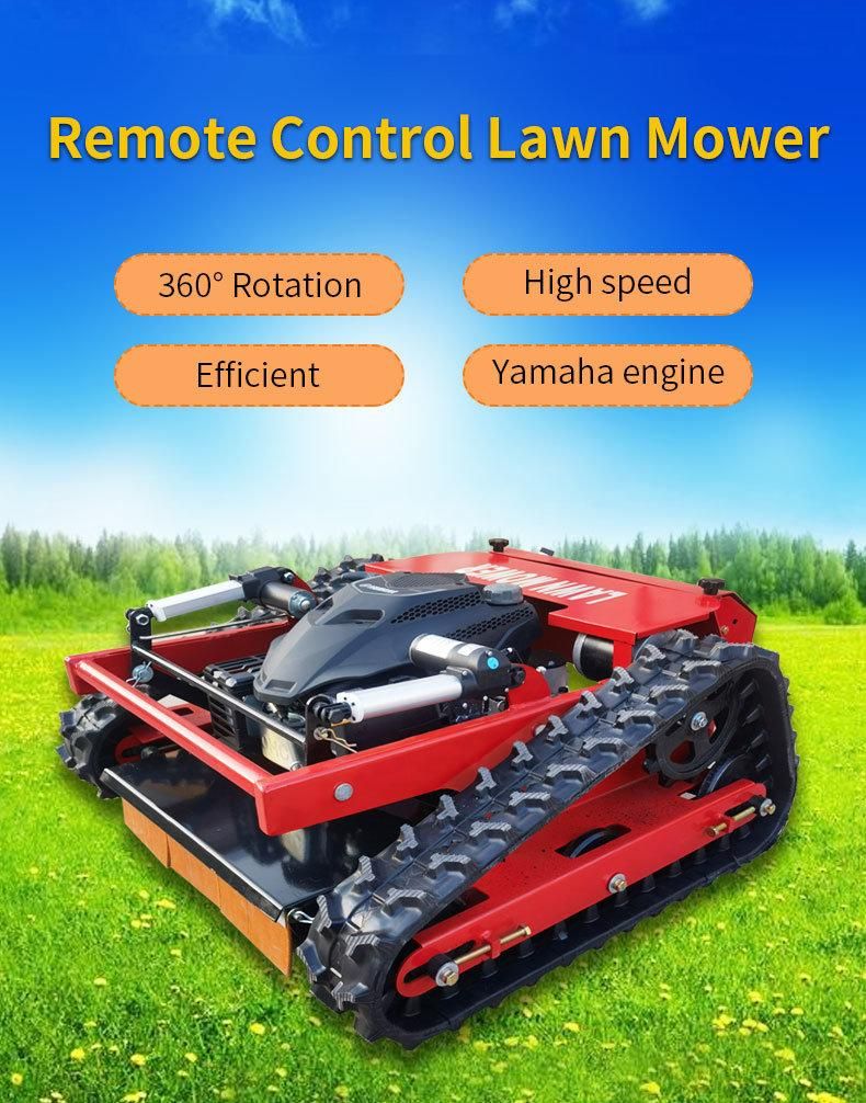 Chinese Factory Supply Small Grass Cutting Crawler Cordless Remote Control Gasoline Lawn Mower for Garden Landscape