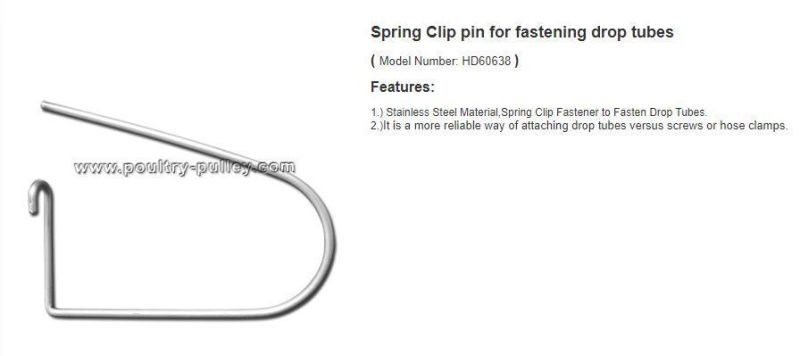 Spring Clip Pin for Fastening Drop Tubes