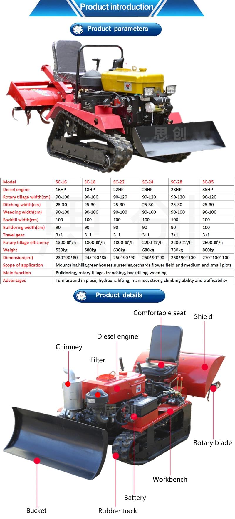 22HP Crawler Cultivator Tractor with Rotary Cultivator