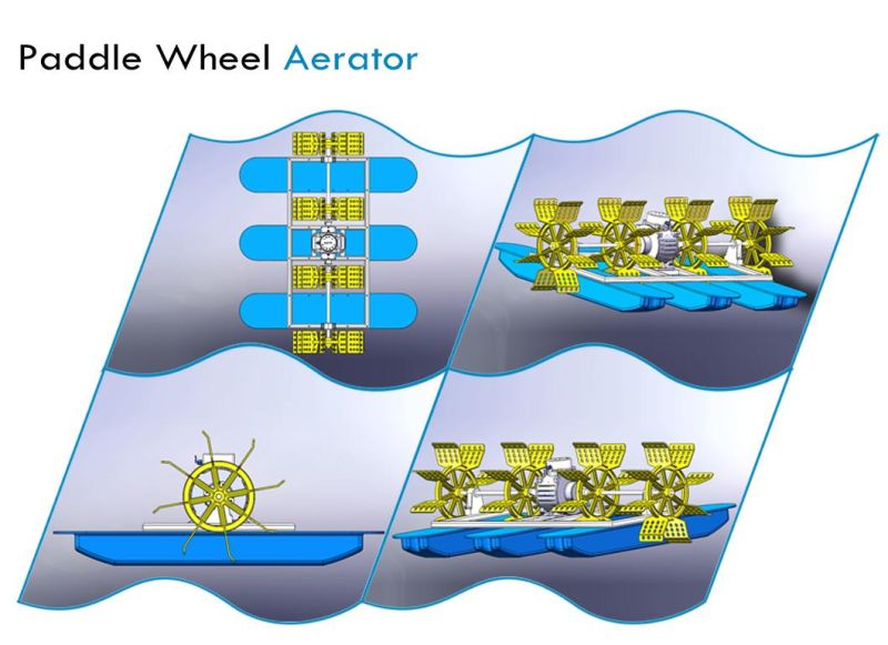 Impellers Water Wheel Pond Paddle Aerator with 0.75kw 380V Permanent Motor for Seawater Freshwater Shrimp Farming Fish Pond Farming Aquiculture