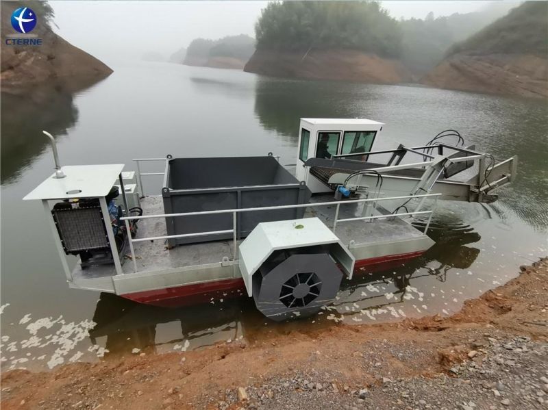 Paddle Wheel Full Automatic Aquatic Weed Harvester Water Hyacinth Salvage Vessel