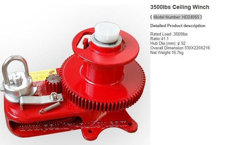 3500lbs Ceiling Winch Cast Hand Winch