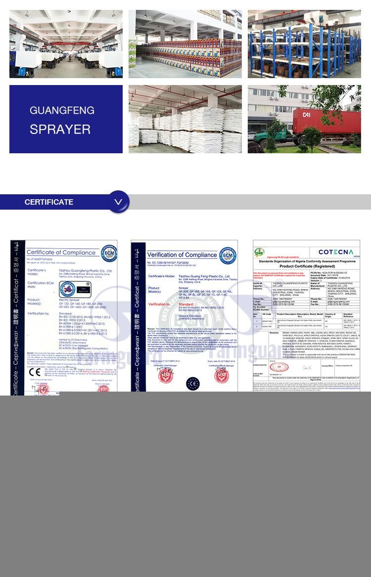 2019 New 16liter PE Material Rechargeable Electric Hand Knapsack Power Sprayer 2 in 1 GF-16SD-02c