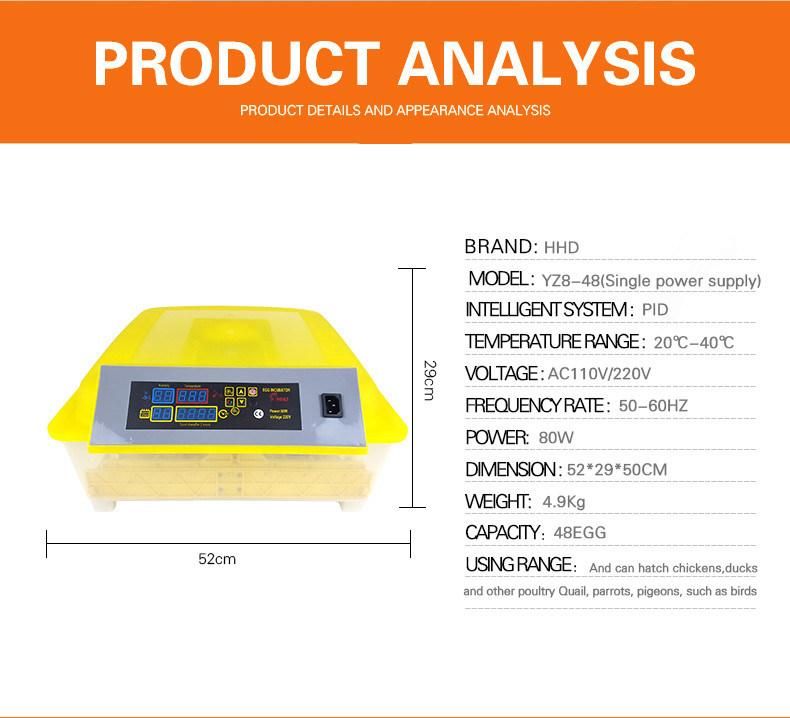 Transparent Automatic Mini 48 Egg Incubator China for Sale (YZ8-48)