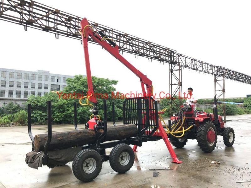 6ton Farm Trailer with Timber Crane for Tractor