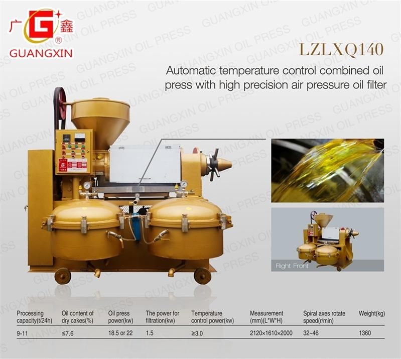 Yzlxq140 Palm Soybean Peanut Screw Oil Press