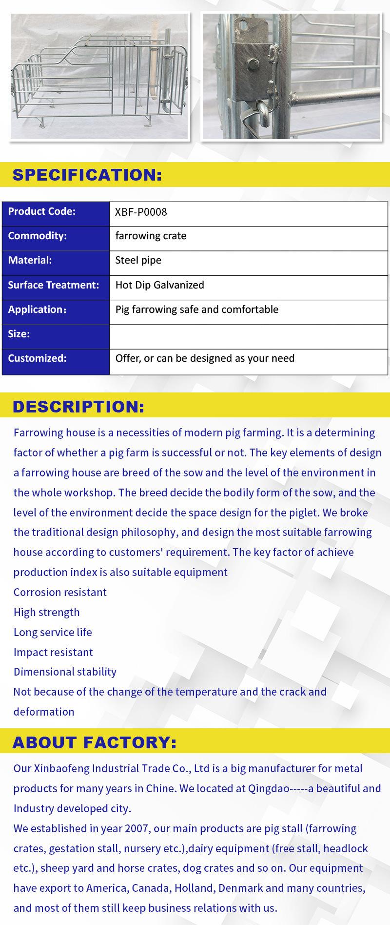 High Quality Pig Farrowing Pig Bed Sow Birthing Pen for Sale