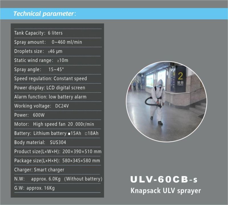 OEM Custom Wholesale Knapsack Battery Ultra Low Volume Ulv Sprayer