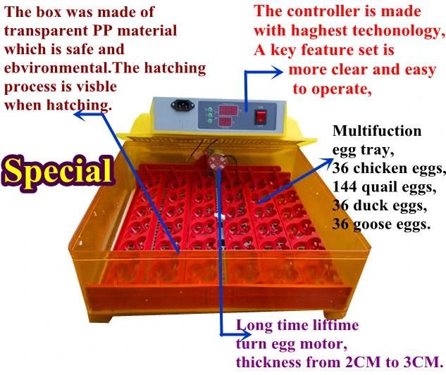 CE Certificate Commercial 36 Eggs High Quality Automatic Egg Incubator