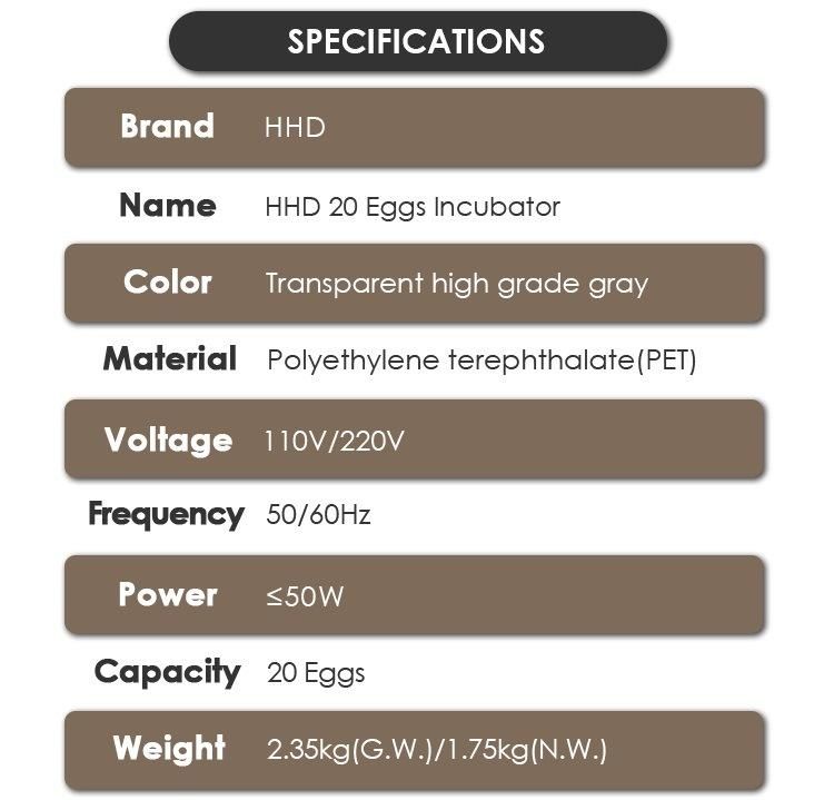 Hhd 20 Eggs Automatic Quail Egg Poultry Incubator Temperature Controller Thermostat for Sale