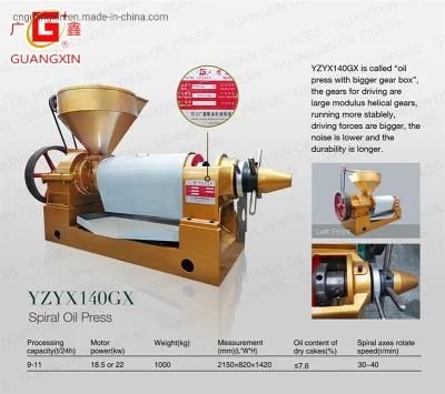 Yzyx140gx Bigger Gear Box Oil Press Screw Peanut Oil Pressing Machine