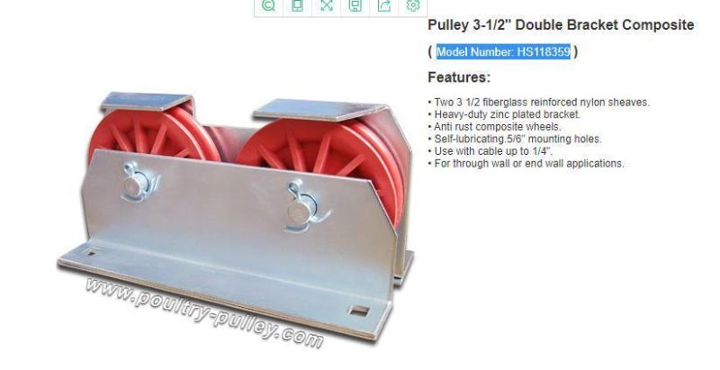 Pulley 3-1/2" Double Bracket Composite