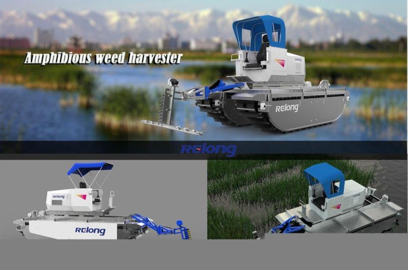 Customized Amphibious Weed Harvester Collect Water Grass Weed Plant Boat