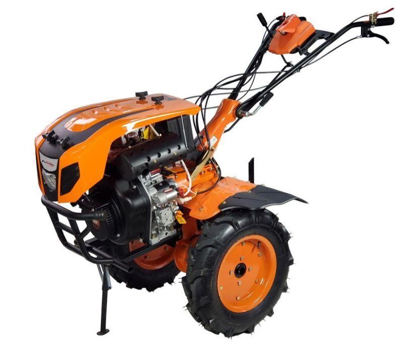 10HP/186f Diesel Tiller Cultivator with Engine Headlight and Cover, New Toolbox with Flashlight Fd1350ce Rotavator