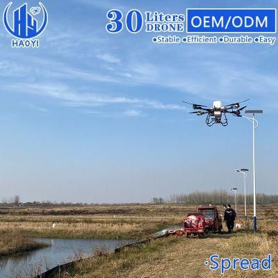 China Supplier 30L GPS Dron 45kg Payload Custom Long Endurance Fumigador Crop Spraying Quad Drone with LED Light