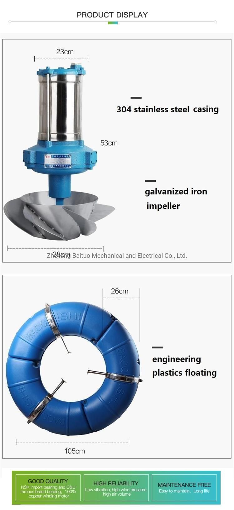 1.5KW AC Energy  Electric Floating Aeration Aerator  For Fish Pond