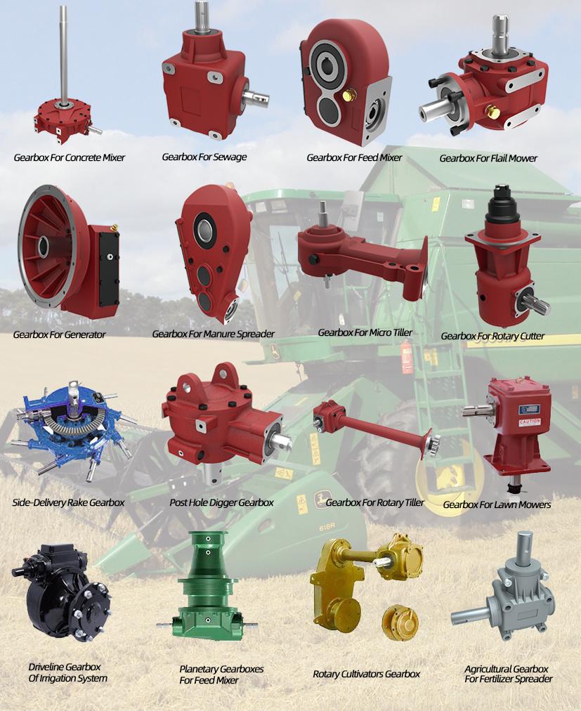 Agricultural Gear Box Reducer Farm Tractor Transmission Flail Rotary Lawn Mower Cutter Tiller Harvester Right Angle Drive Shaft Bevel Pto Agriculture Gearboxes
