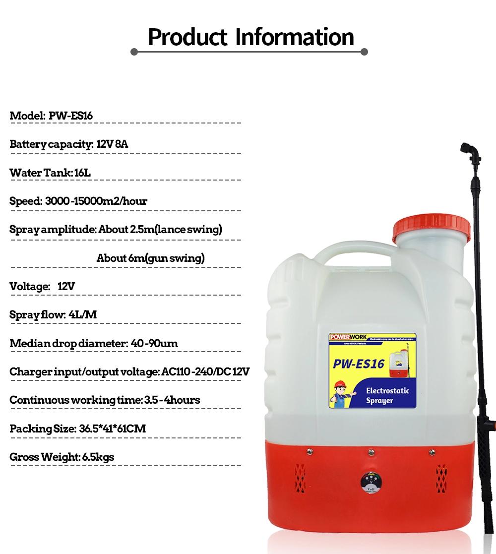 16L Battery Operated Electrostatic Sprayer Electrostatic Sprayer Fogging Machine Electric Sprayer