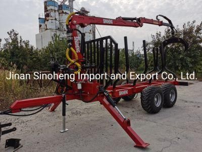 Forestry Machinery Timber Grab Crane Logging Trailer 10 Ton