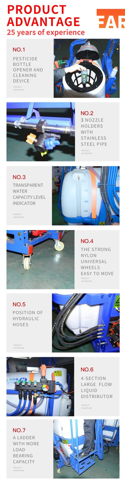 High Quality Garden Tool Motorized Agriculture Farm Machinery Tractor Mounted Boom Agricultural Sprayer