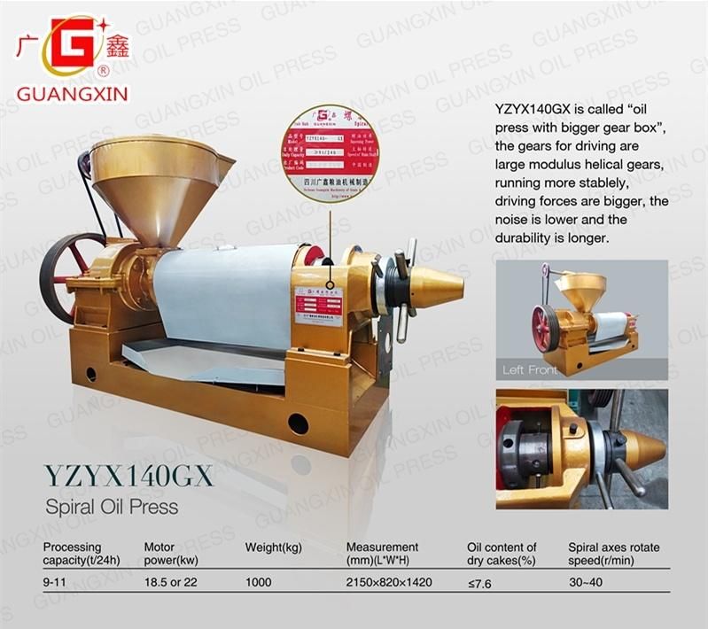Screw Oil Expeller Project Yzyx140gx Lager Capacity