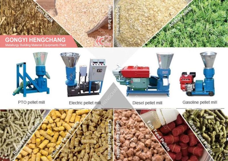Factory Sale Straw Grass Cow Small Chicken Poultry Cattle Animal Making Granulator Mill Processing Feed Cotton Stalk Wood Sawdust Straw Fuel Pellet Machine